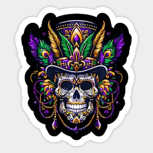 Mardi Gras Skull Top Hat New Orleans Witch Doctor Sticker